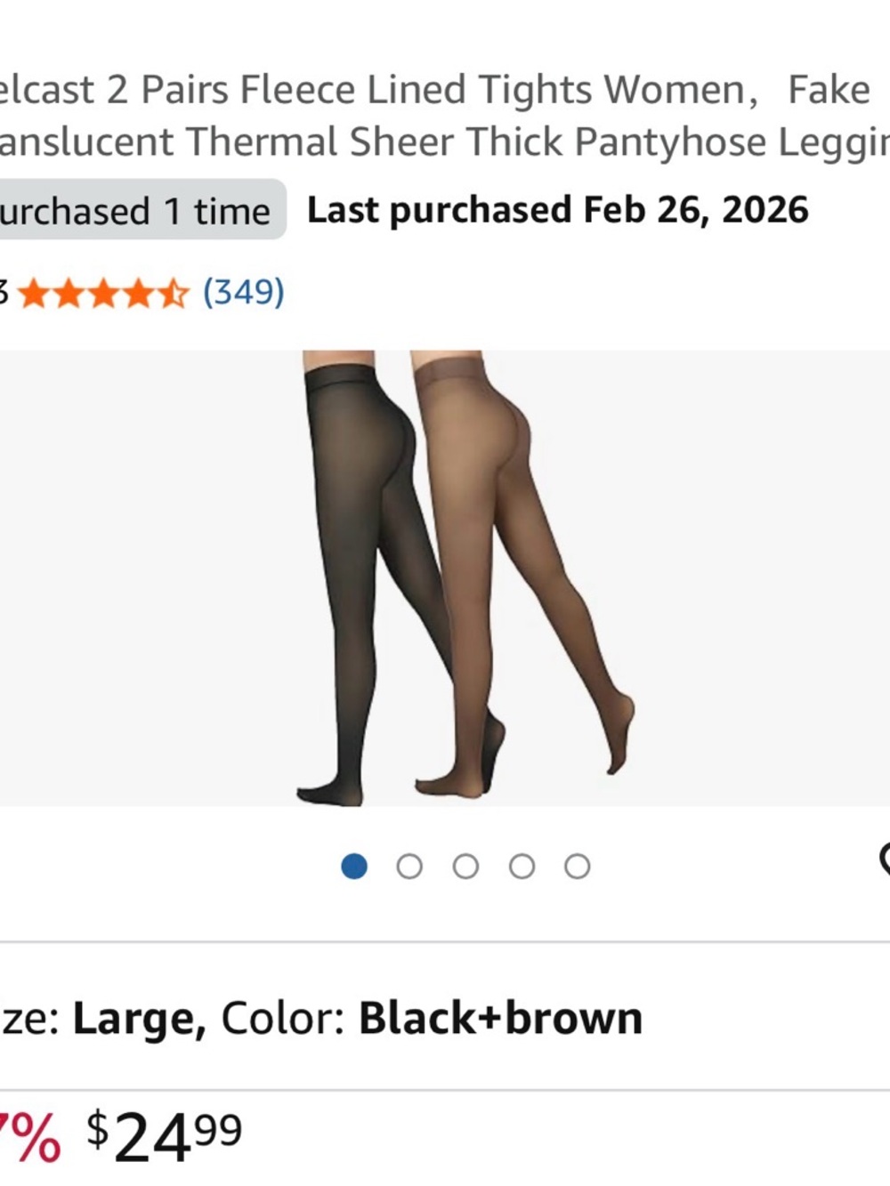 SALE!! Women’s Fleece-Lined Thermal Tights (2 Pairs)